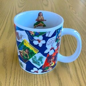 Vintage Palm Girl Collage Hawaii Mug